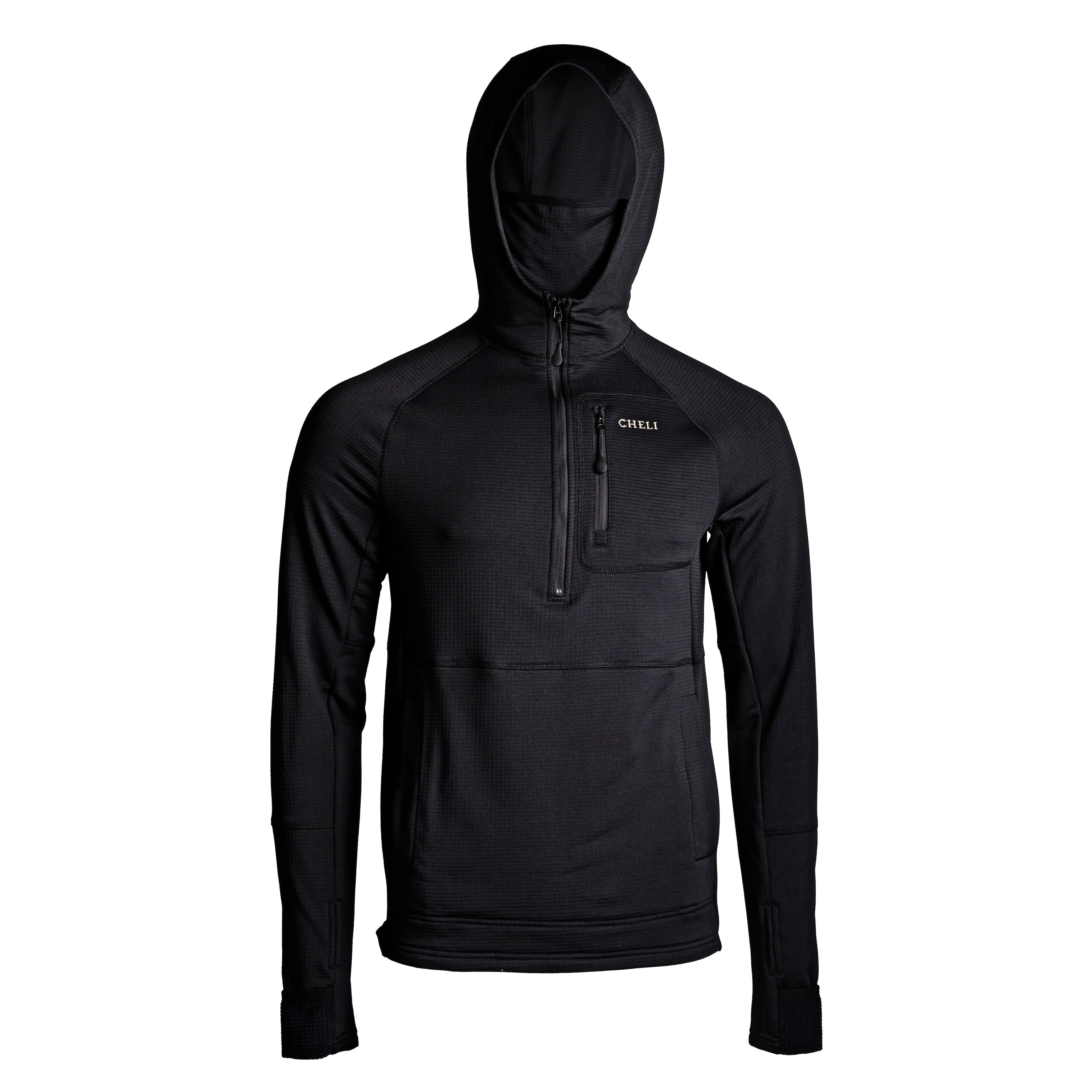 Men's Hunting Hoodie 1/2 Zip – Midweight Fleece, Built-In Face